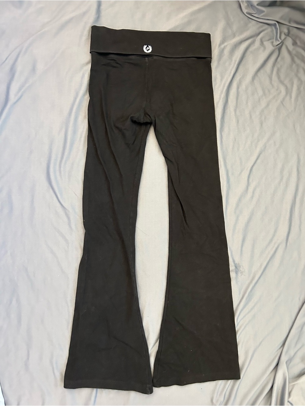 PINK Victoria's Secret Yoga Pants Women S Black Cotton Foldover Flared Fitness